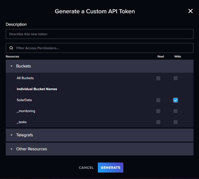 Write access in Influx